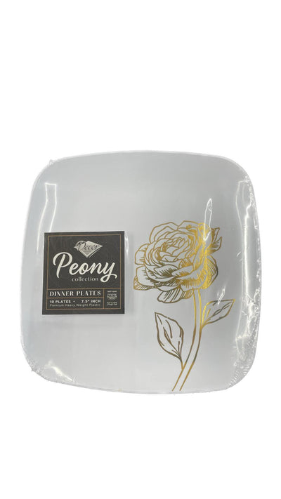 Peony Plate Collection - White/ Gold - Set With Style