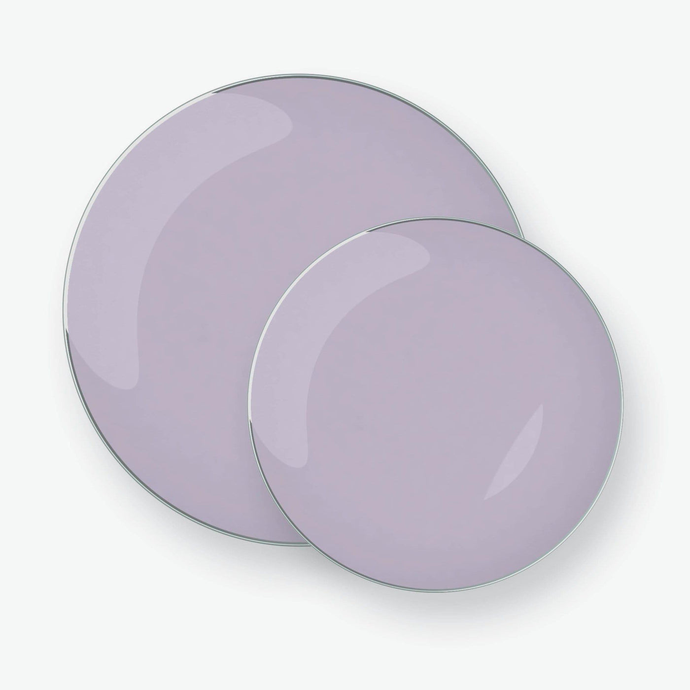 Lavender • Silver Round Plastic Plates, 10.25" Dinner Plate | 10 Pack - Set With Style