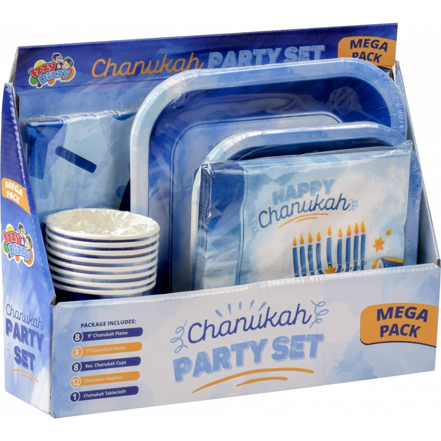 Mega Family Pack Of Paper Goods - Chanukah Blue Design - Set With Style
