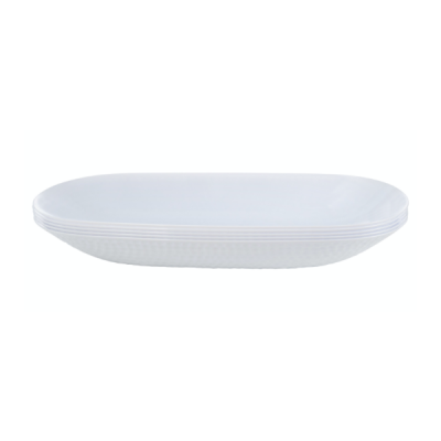 Pebbled Long Oval Bowl – Large, White - Set With Style