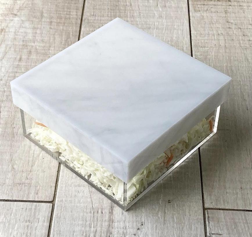 6" Lucite Box With Marble Lid (1 Count) - Set With Style