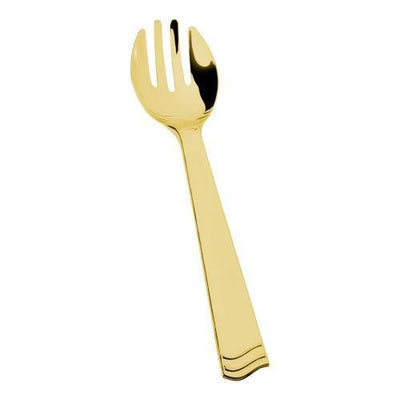 Extra Heavy Weight Plastic Gold Salad Servers (6 Count) - Set With Style