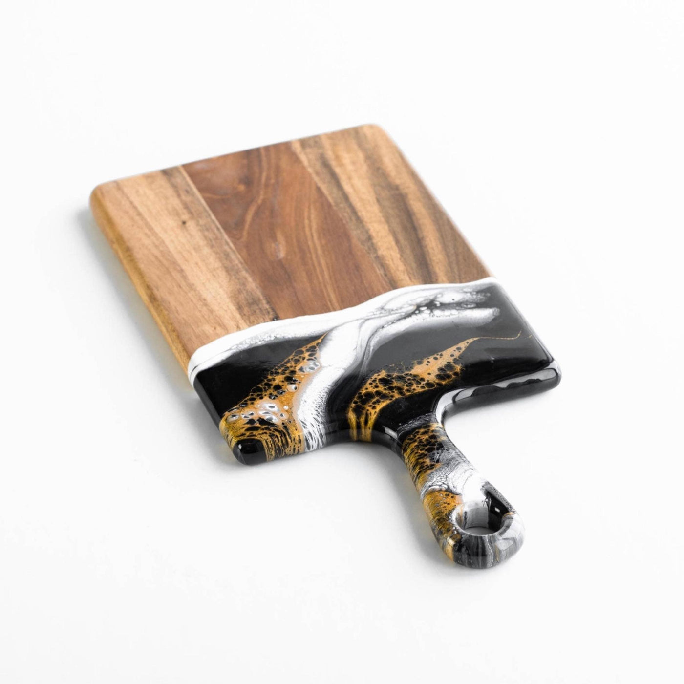 Acacia Resin Cheeseboards: Black/White/Gold - Small 7"x14" - Set With Style