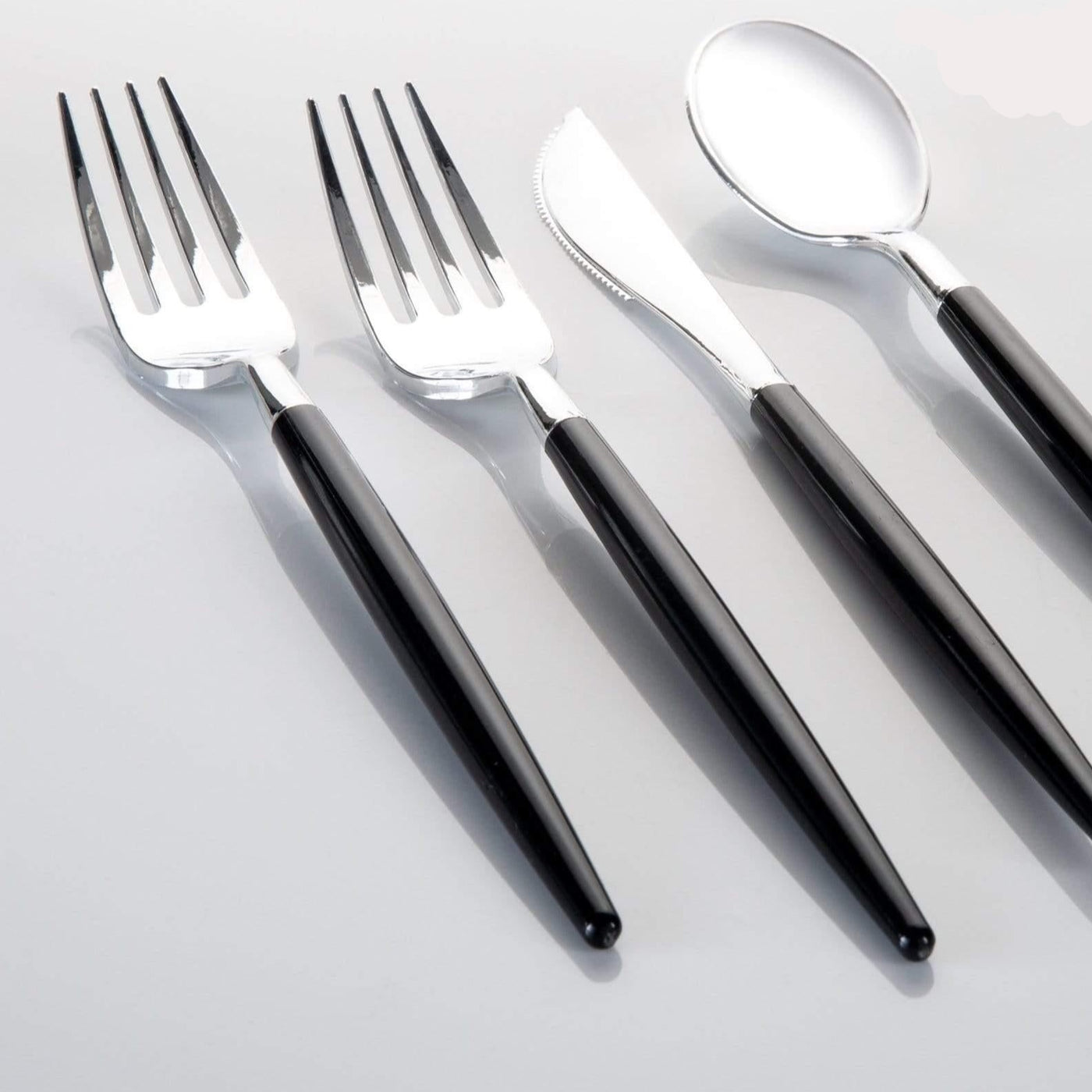 Chic Round Black • Silver Cutlery Combo - Set With Style