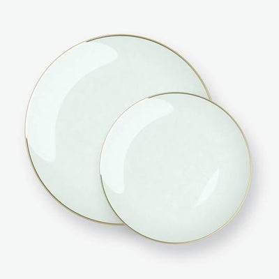 Round Mint • Gold Plastic Plates | 10 Pack - Set With Style