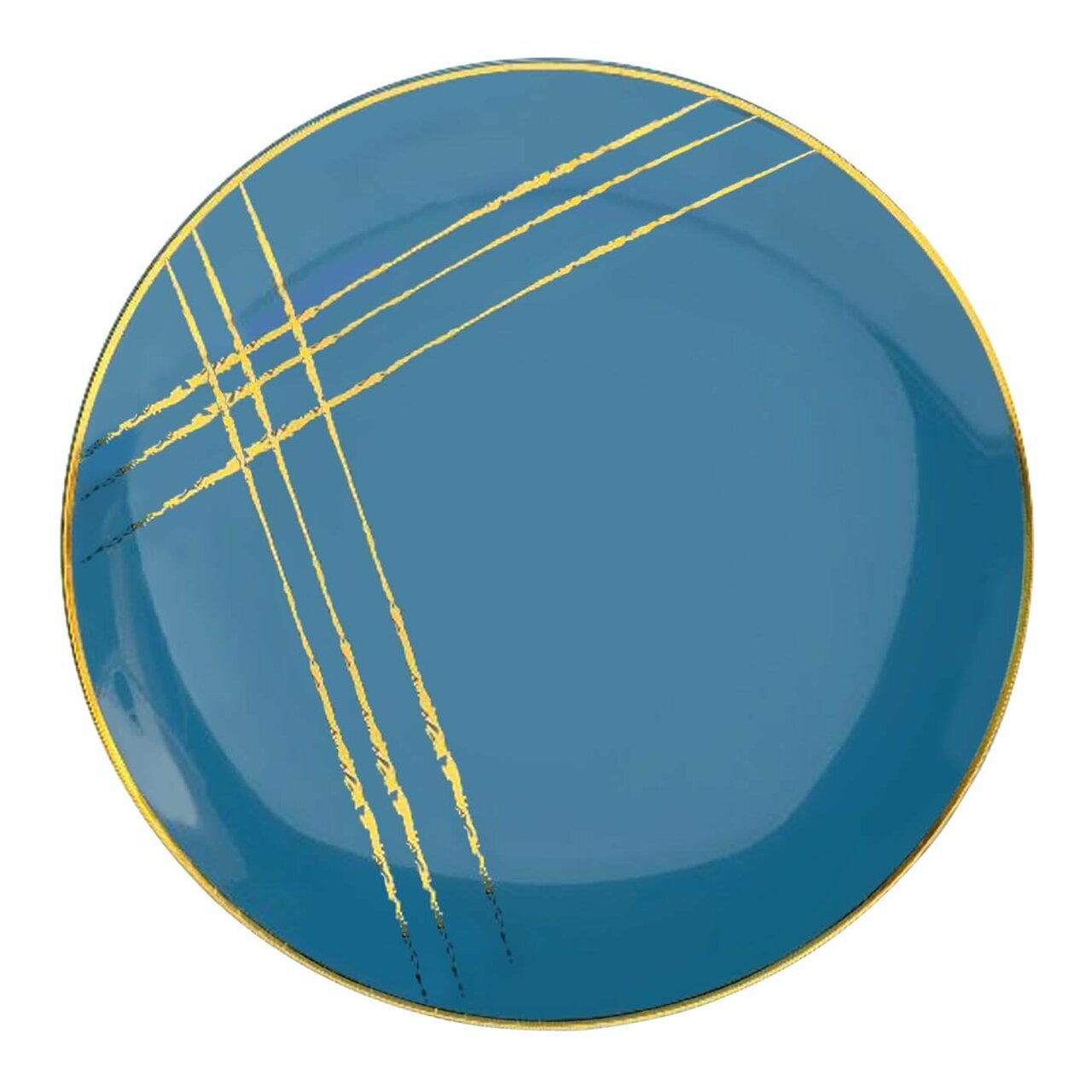 Blue with Gold Brushstroke Round Plates - Set With Style
