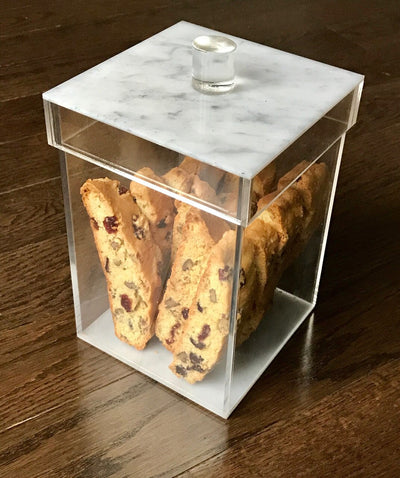 Luxe Square Marble Canister, Lucite - Set With Style