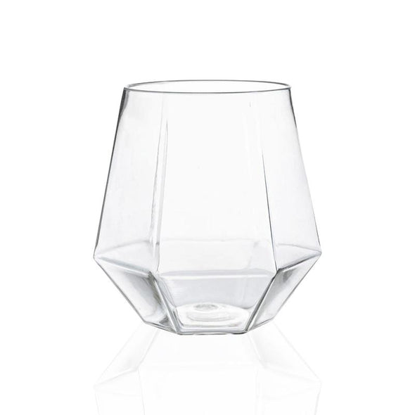 12 oz Clear Hexagonal Stemless Plastic Wine Goblets (16ct) - Set With Style