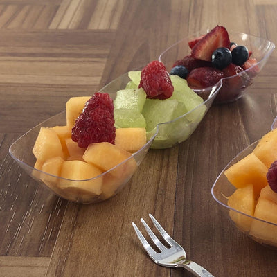 Clear Rectangular 3-Hole Mini Plastic Bowls (10 Count) - Set With Style