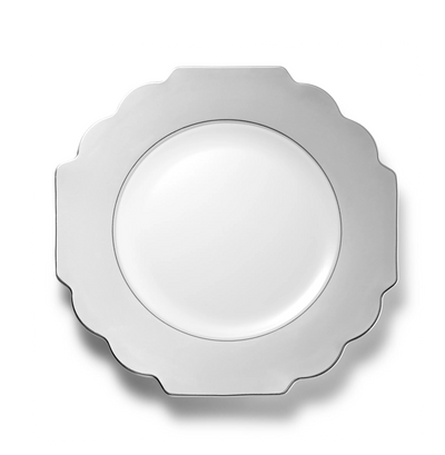 Grand Collection - Grey and Silver Rim Plastic Plates - Set With Style