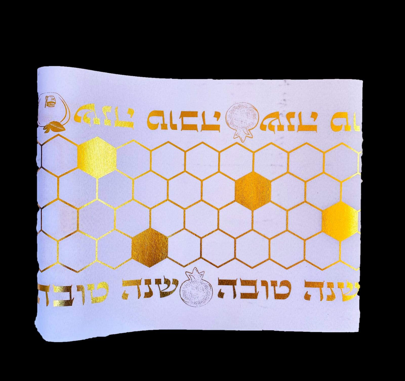 White and Gold Bee Hive Table Runner - Set With Style