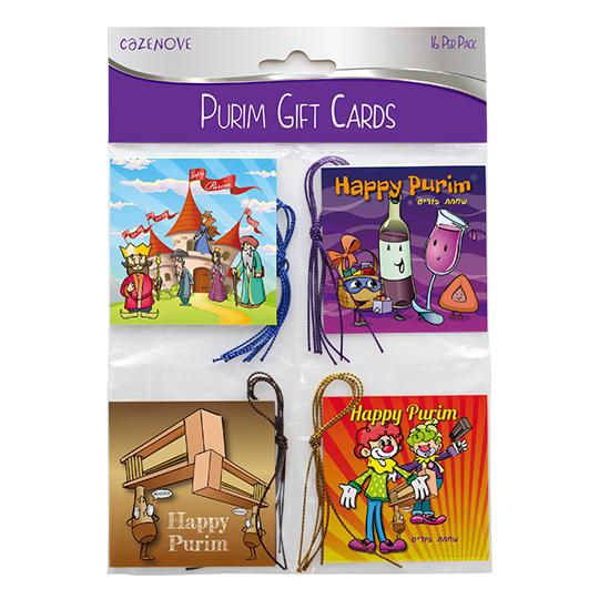 Purim Gift Tags Pack of 16 (Characters) - Set With Style