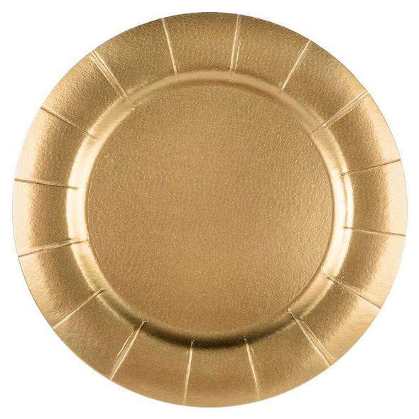 13" Gold Round Disposable Paper Charger Plates (10 Count) - Set With Style