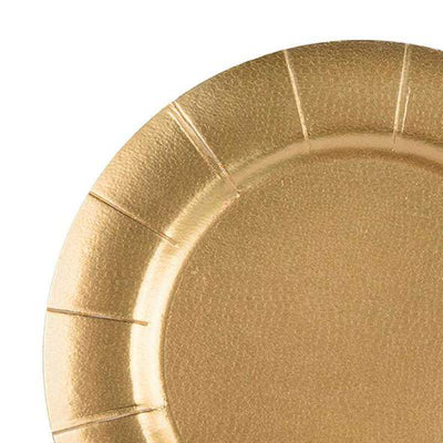 13" Gold Round Disposable Paper Charger Plates (10 Count) - Set With Style