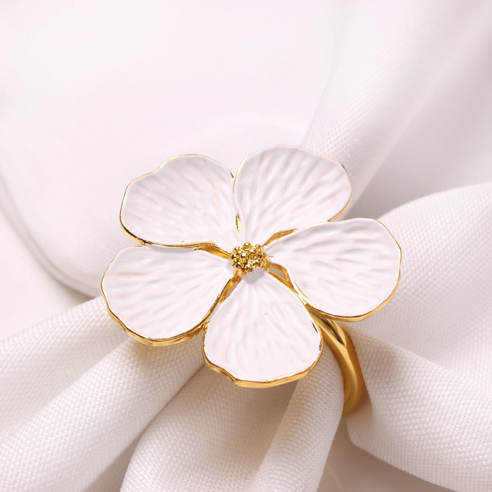 White Flower Napkin Ring (4 Count) - Set With Style