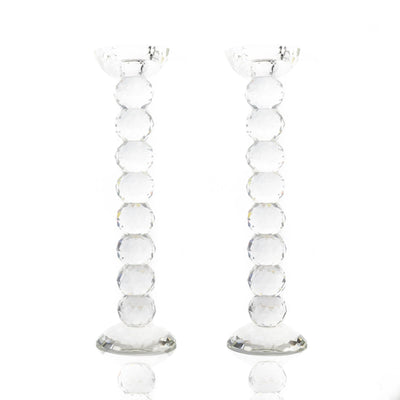 Pair of 12" Crystal Ball Candlesticks - Set With Style