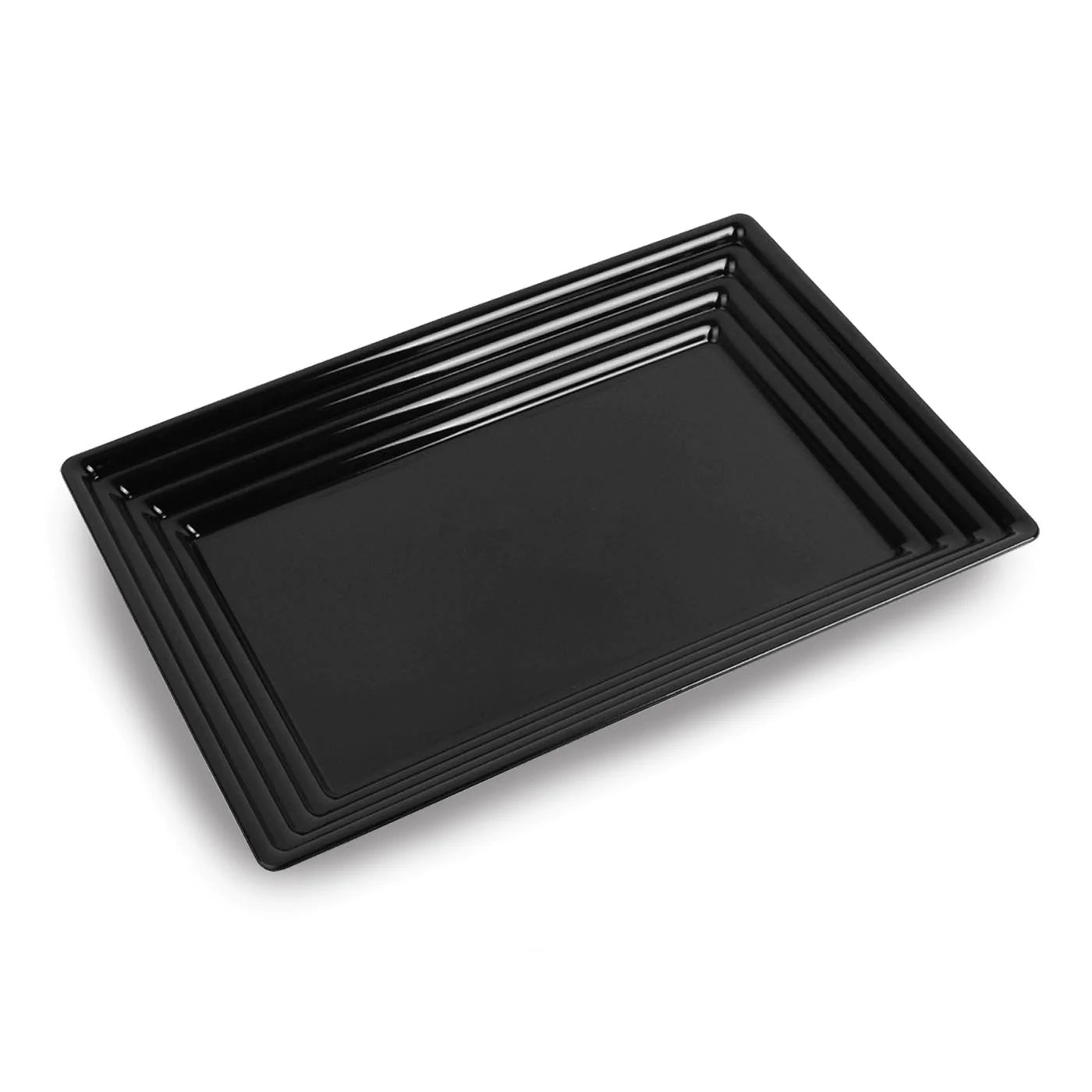 11" x 16" Black Groove Rim Tray (3ct) - Set With Style