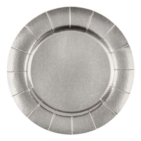 13" Silver Round Disposable Paper Charger Plates (10 Count) - Set With Style