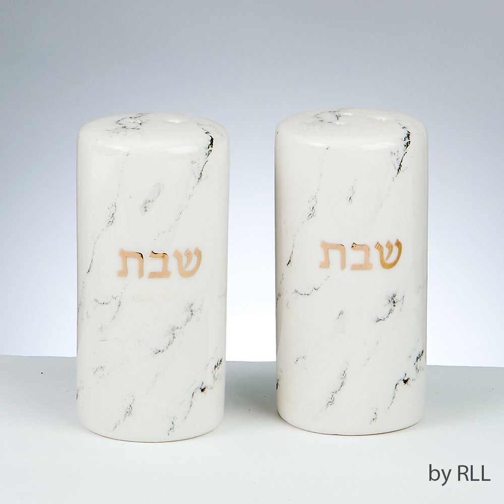 Shabbat Marble Salt and Pepper Shaker - Set With Style