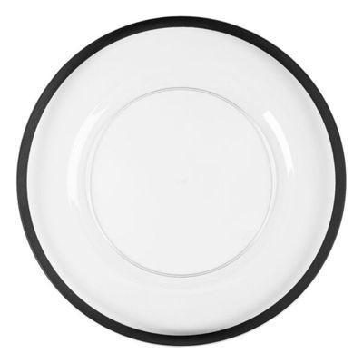 Clear with Black Rim Charger Plate (4 Count) - Set With Style