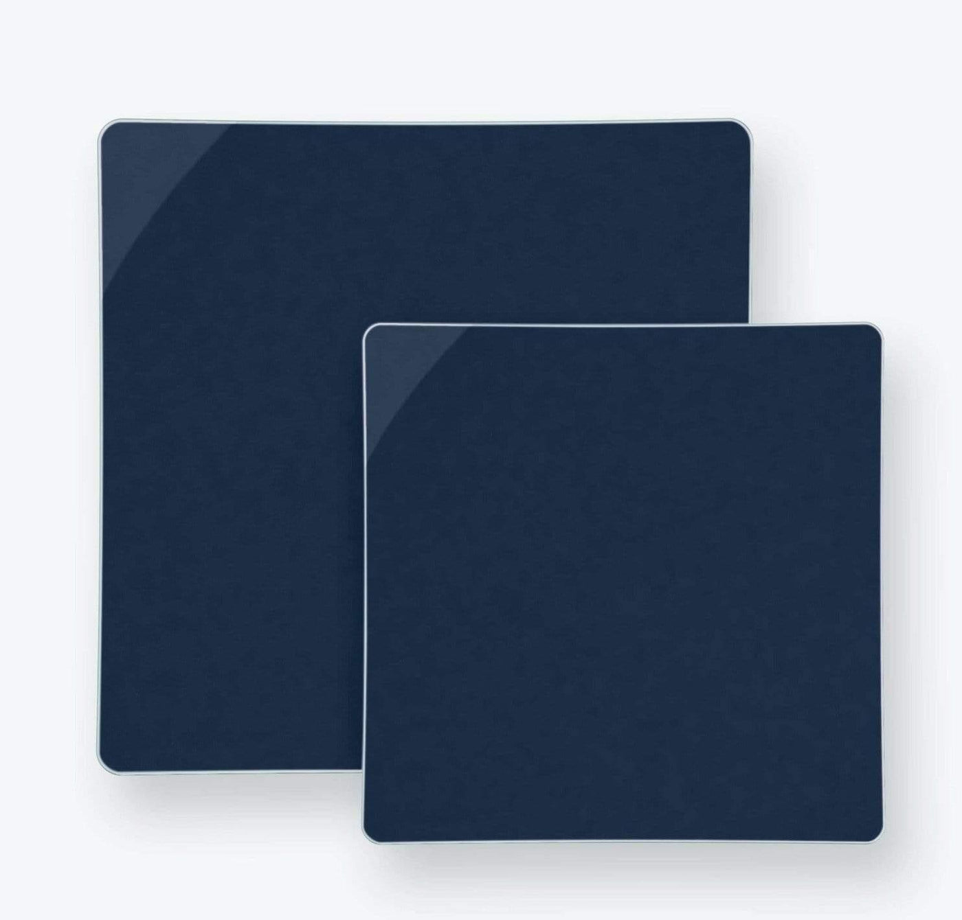 Square Coupe Navy • Silver Plastic Plates | 10 Pack - Set With Style