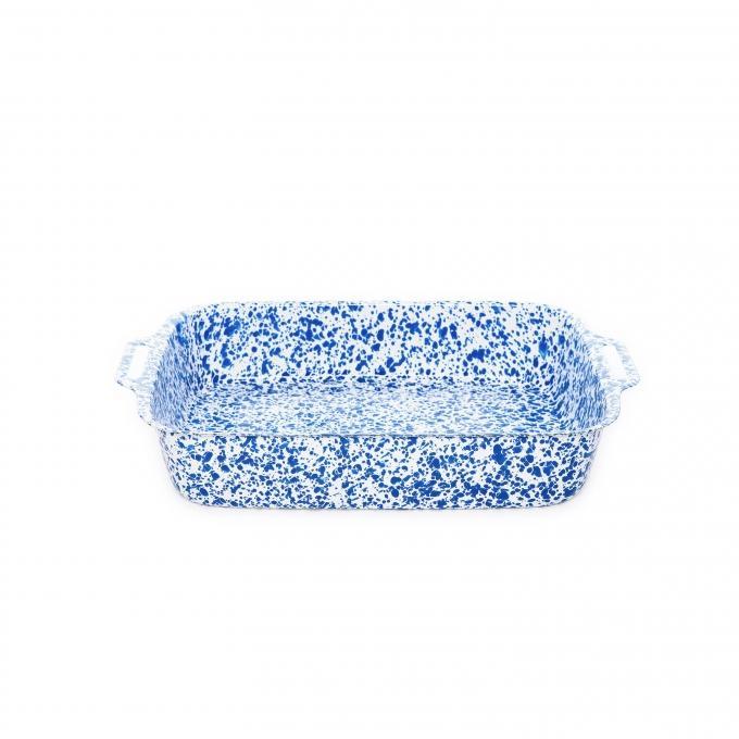 Enamelware Splatter Lasagna Pan, Blue - Set With Style