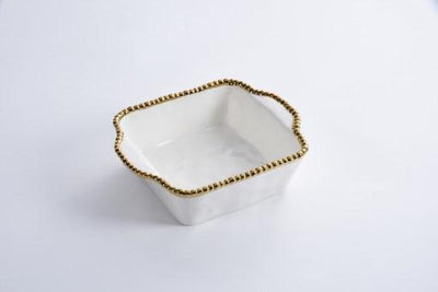 Square Baking Dish - White and Gold - Set With Style