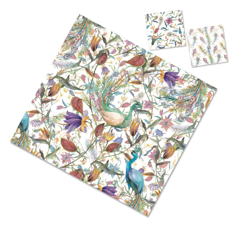 Peacocks Paper Placemat With Coaster(12ct) - Set With Style