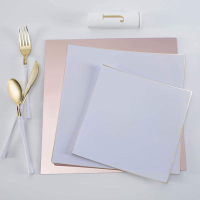 12" Rose Gold Square Light Weight Mirror Charger Plate | 1 Charger - Set With Style