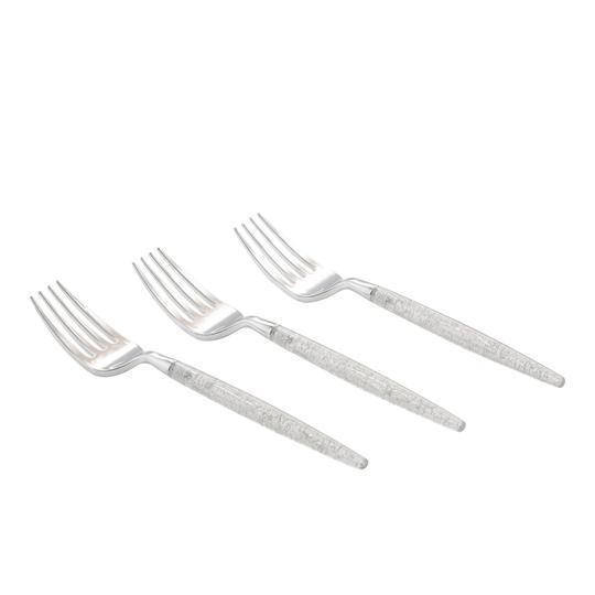 Silver Glitter Plastic Mini Cutlery| 20 Count - Set With Style