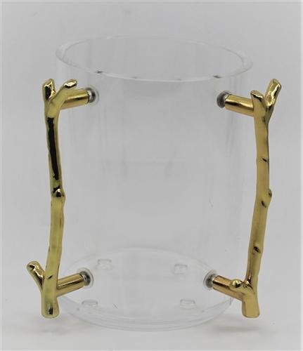 Lucite Wash Cup - Gold Twig Handles - Set With Style