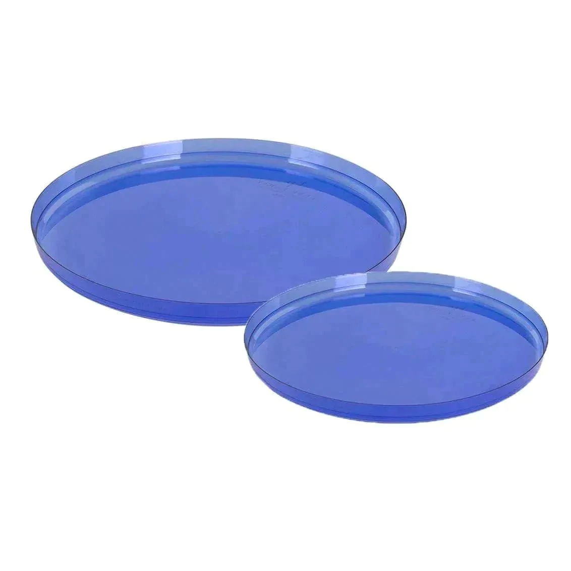 Round Transparent Bartenura Blue Walled Plastic Plates | 10 Pack - Set With Style