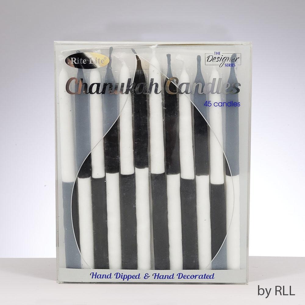 Two Toned Chanukah Candles - Black & White (45ct) - Set With Style