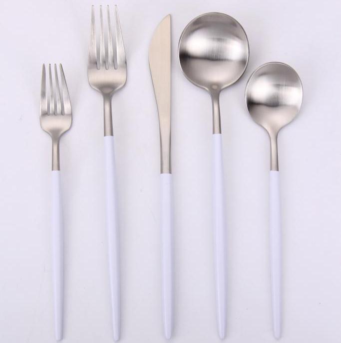 Vikko Dine - Vera, Two Tone Brushed White And Silver, 18/10 Flatware, 20 Pc Set, Service For 4 - Set With Style