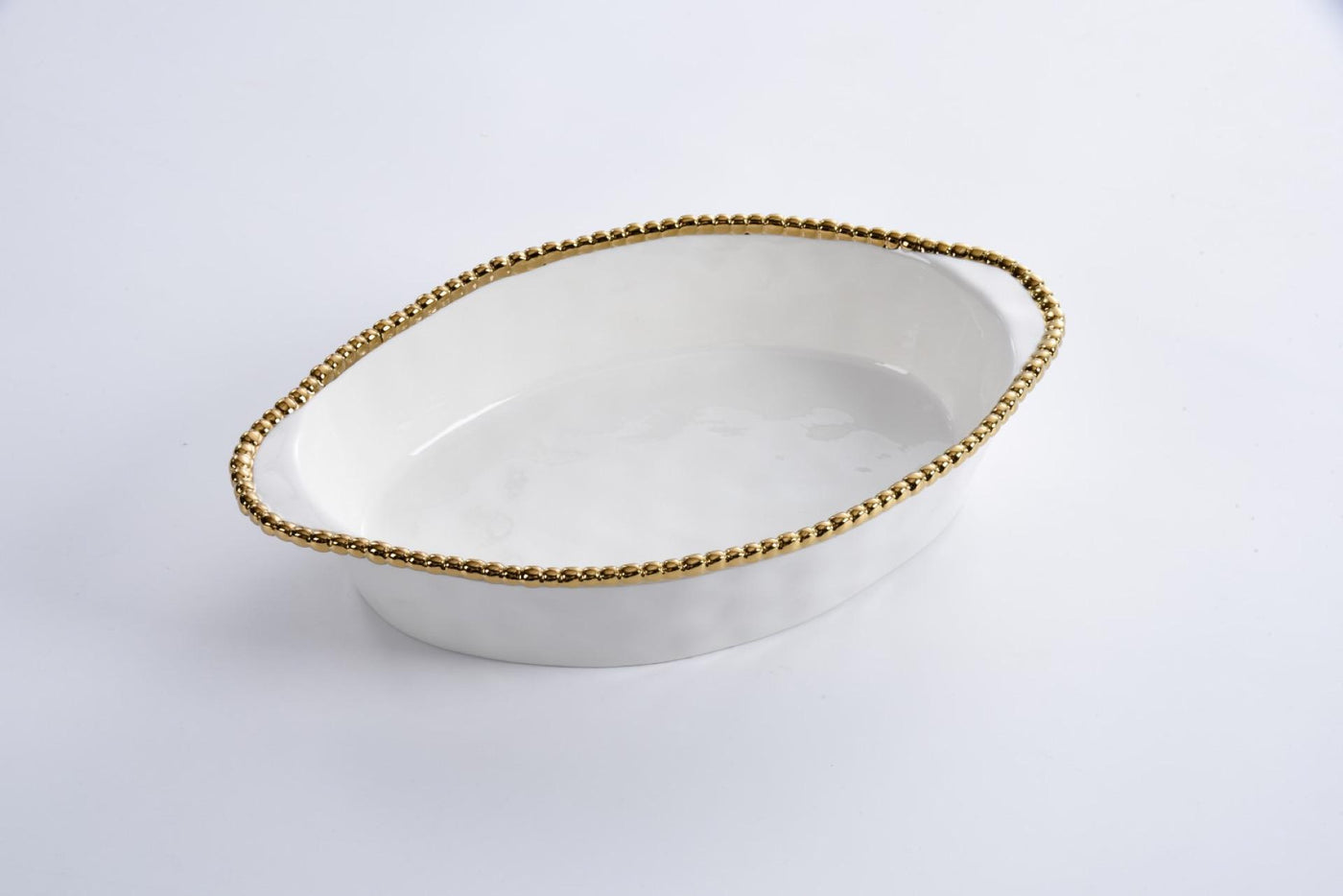 Pampa Bay Oval baking dish white & gold - Set With Style