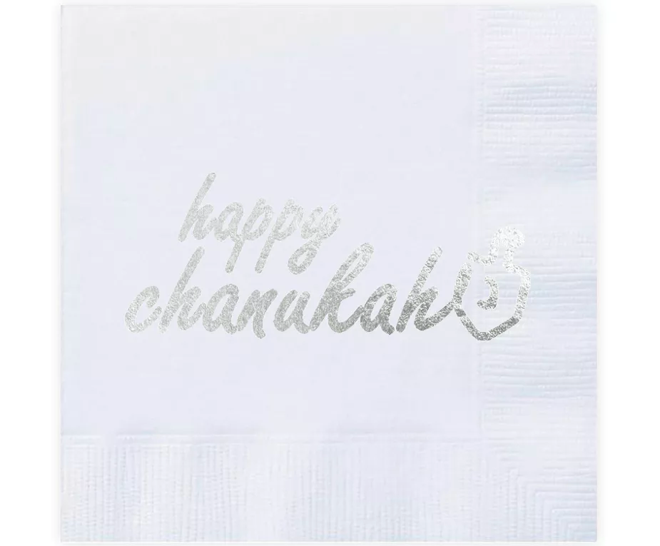 Chanukah Foiled Napkin - Silver - Set With Style
