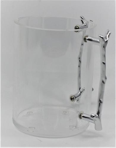 Lucite Wash Cup - Silver Twig Handles - Set With Style