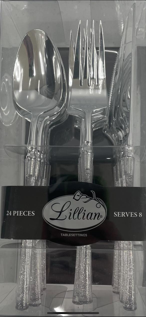 Combo Cutlery Set- Silver Glitter - Set With Style