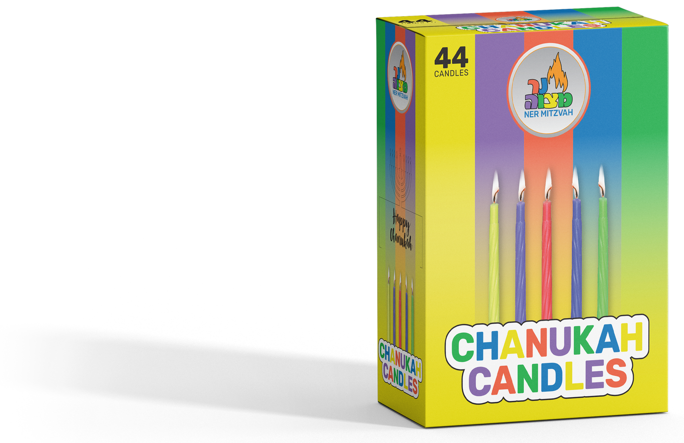 Colorful Hannukah Multicolor Menorah Candles (45 Count) - Set With Style