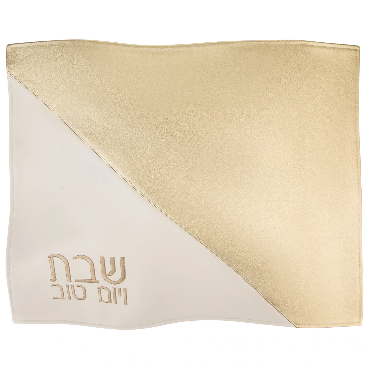 Diagonal Lined Challah Cover - White&Gold - Set With Style