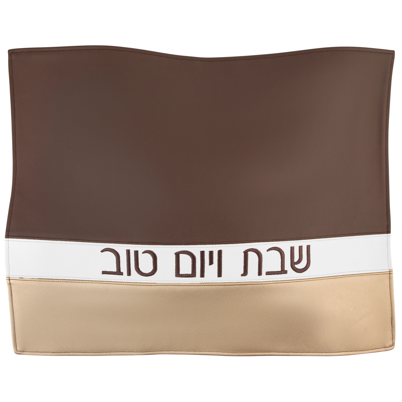 Horizontal Lined Challah Cover - Brown & White & Gold - Set With Style