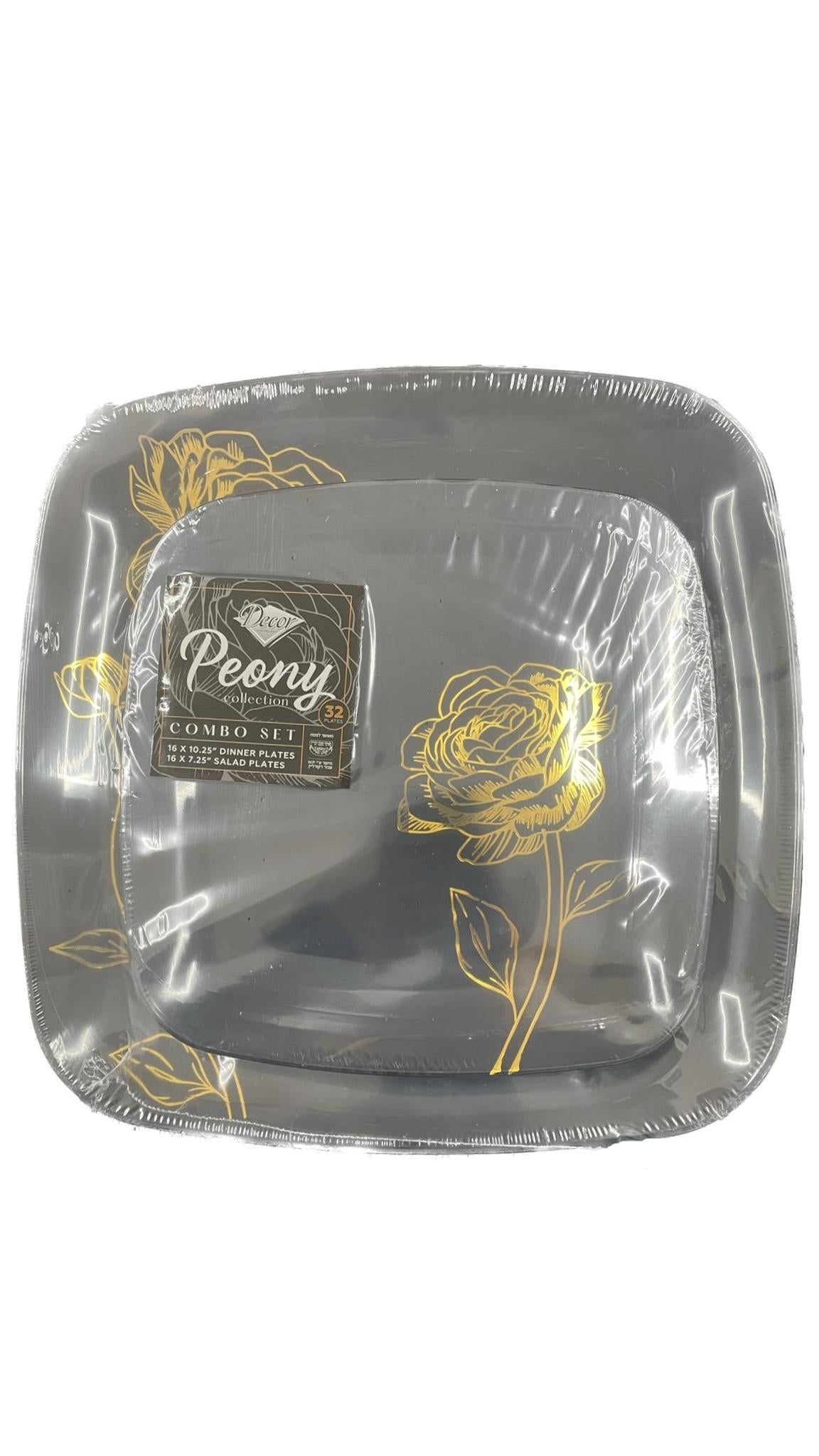 Peony Collection Combo - Black/ Gold (Service for 16) - Set With Style