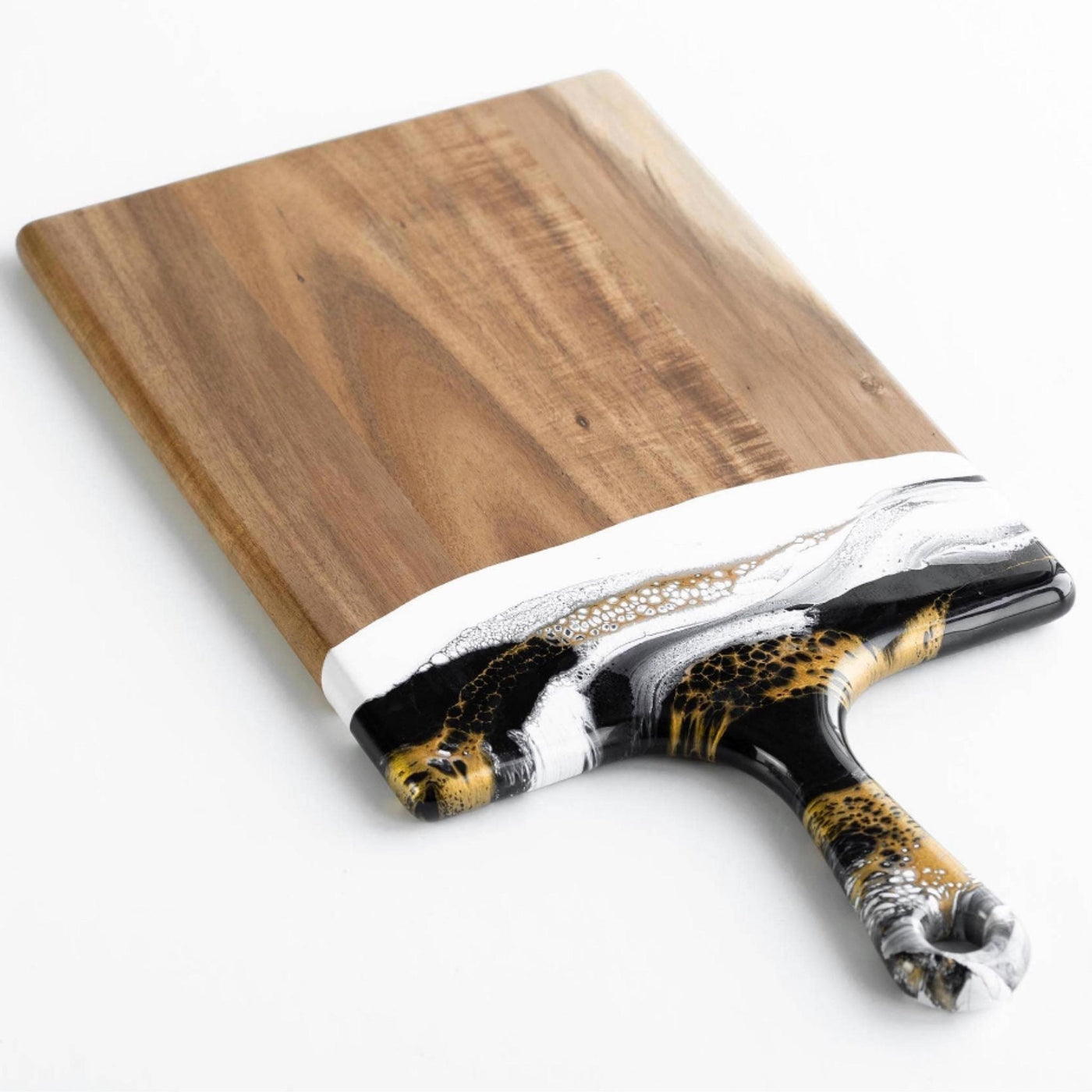Acacia Resin Cheeseboards: Black/White/Gold - Large 10"x20" - Set With Style