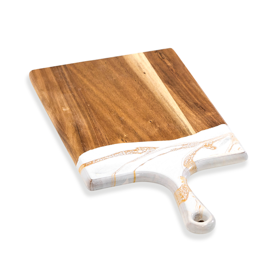 Acacia Resin Cheeseboards: White/Grey/Gold - Large 10"x20" - Set With Style
