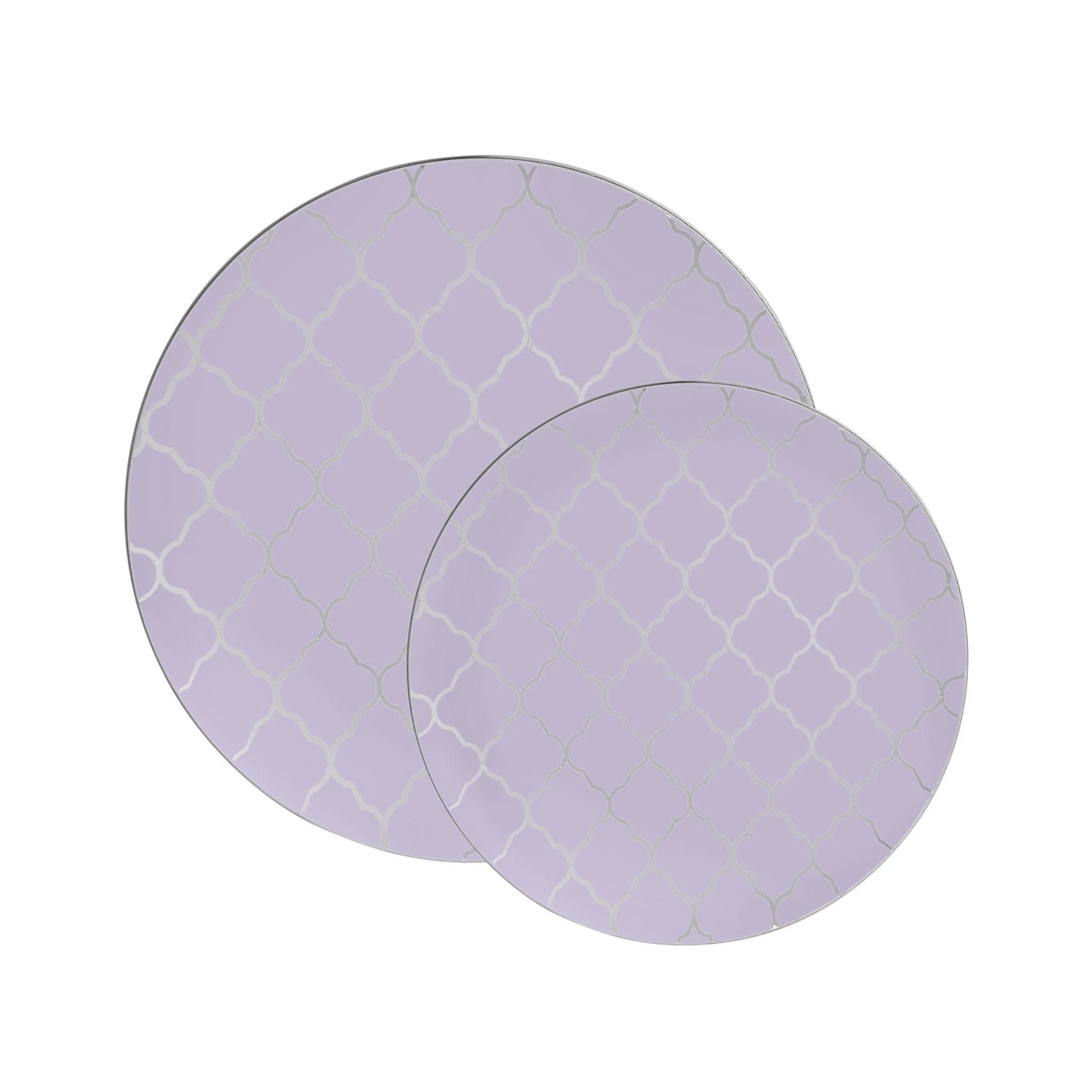 Round Lavender • Silver Patterned Plastic Plates(10ct) - Set With Style