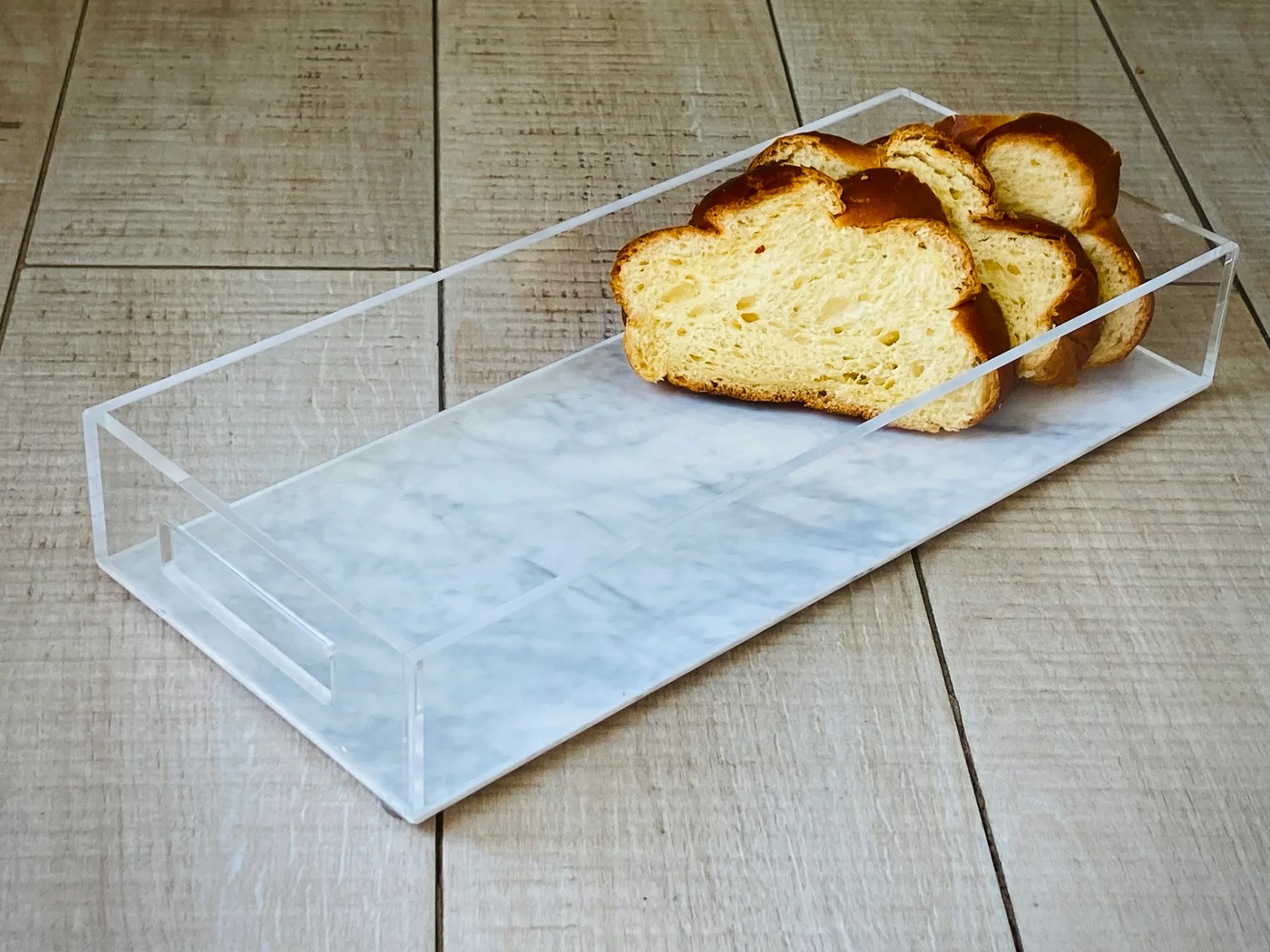 Lucite Tray With Grey Marble Design - Set With Style