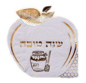 Apple Shaped Napkin with Gold Letter (12 Count) - Set With Style