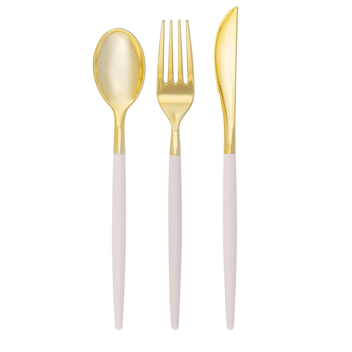 Linen • Gold Plastic Cutlery Set | 32 Pieces (Service for 8) - Set With Style