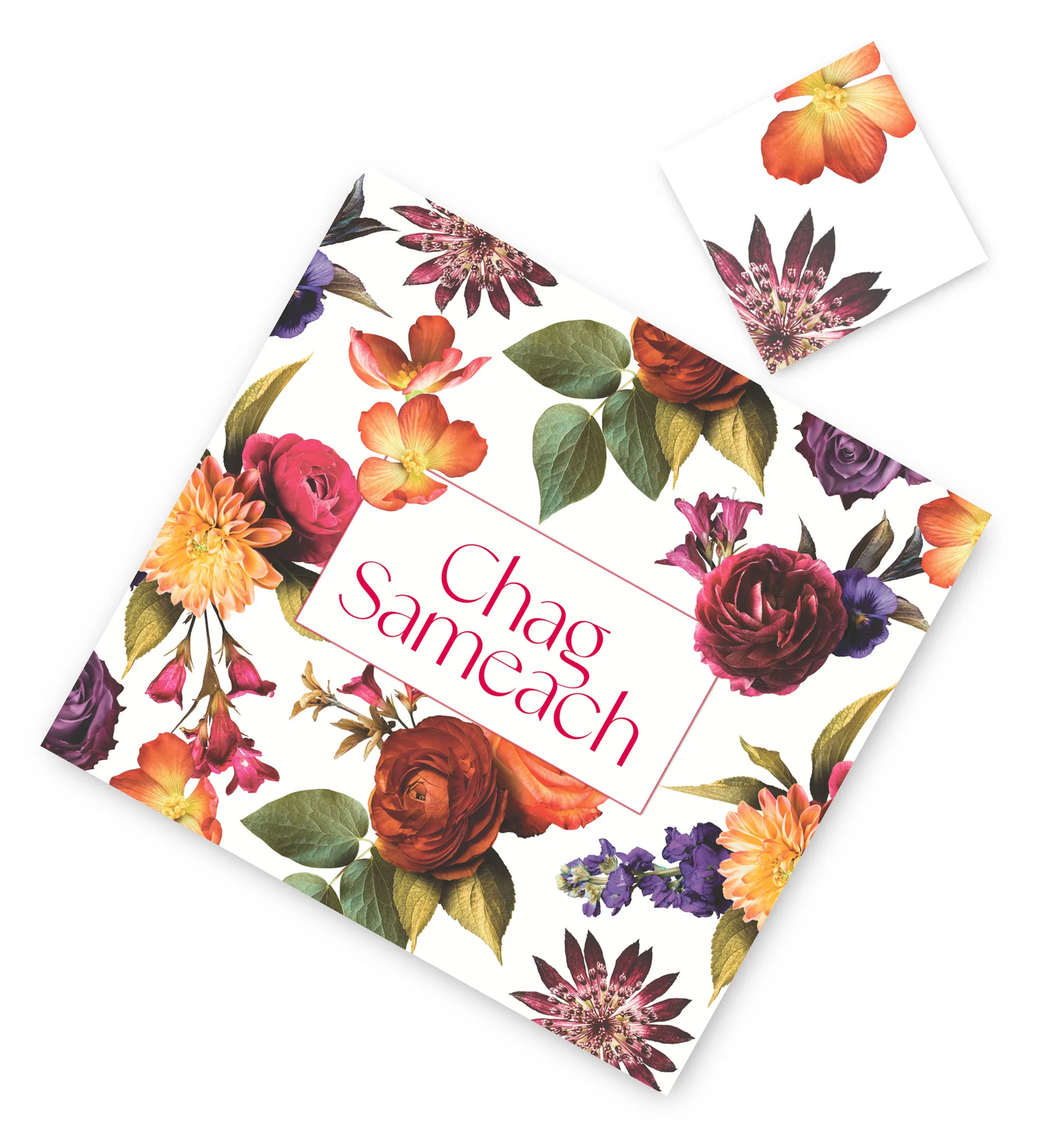 Chag Sameach With Flowers Paper Placemat With Coasters (12 Count) - Set With Style