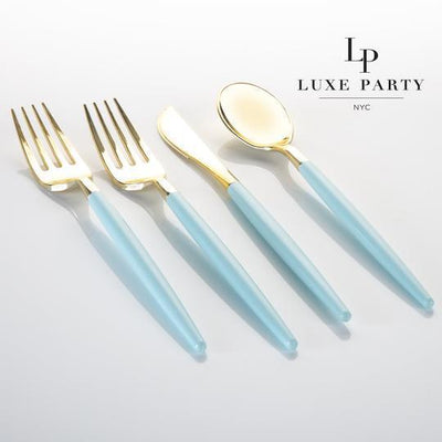 Mint • Gold Plastic Cutlery Set | 32 Pieces (Service for 8) - Set With Style